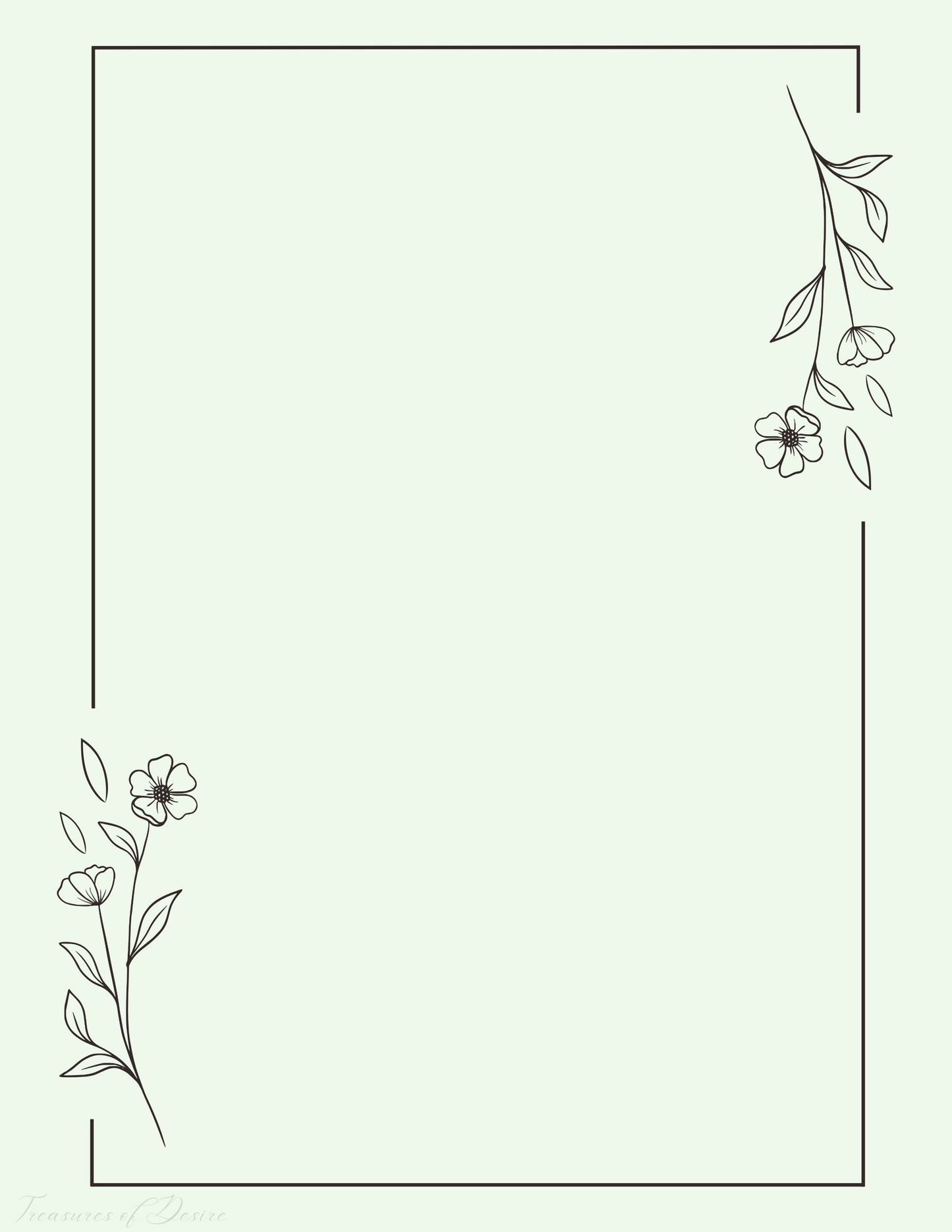 Light Green Minimalist Flower Stationary Digital Download