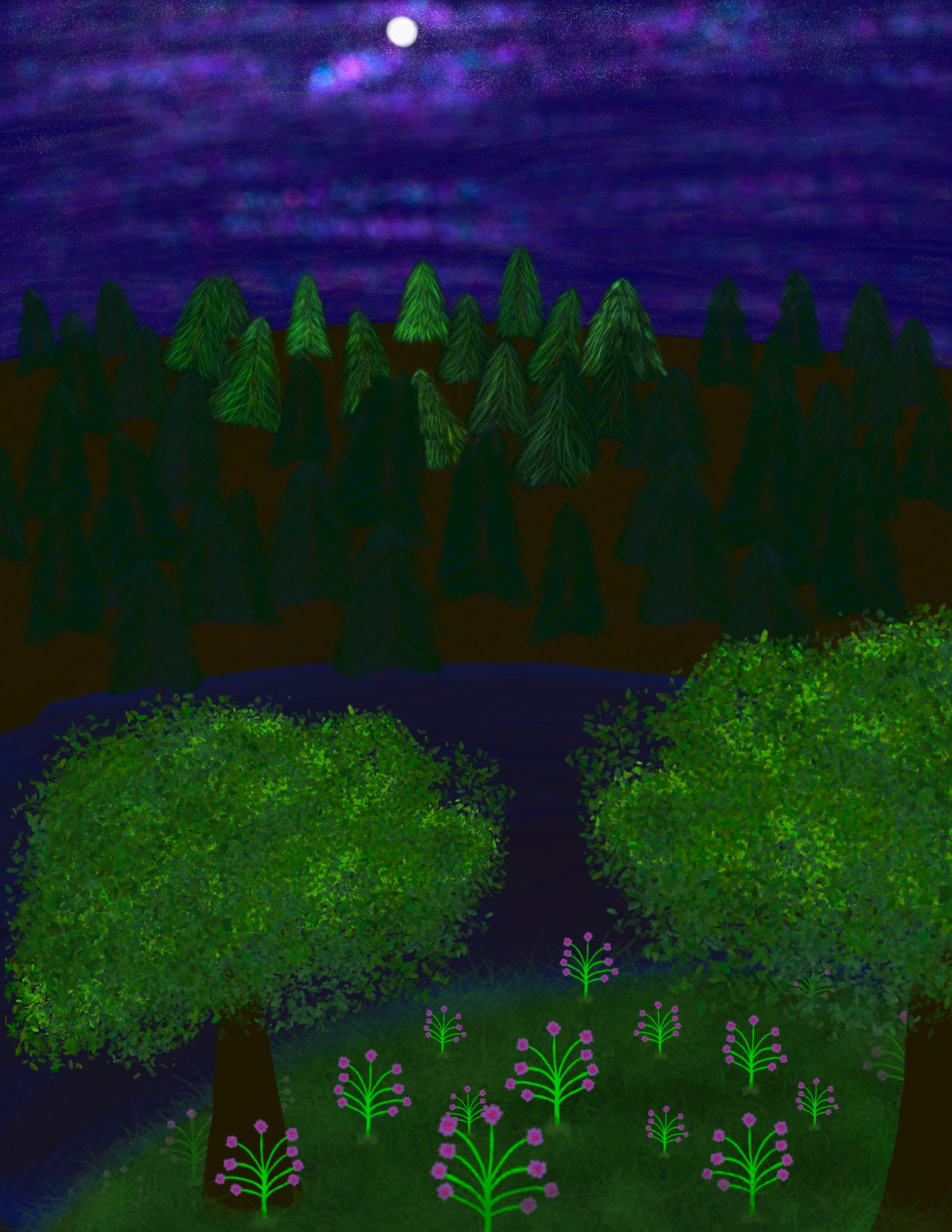 Nebula-Watched Pines