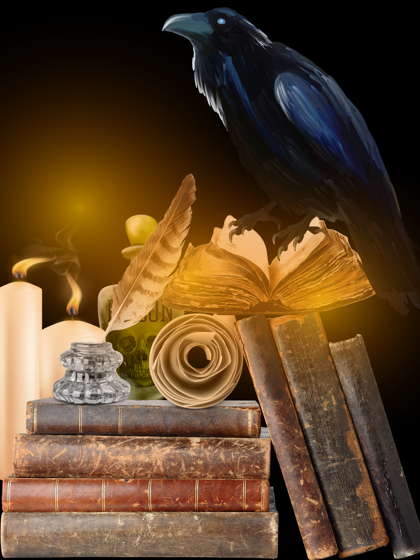 Glowing Raven Poster Print