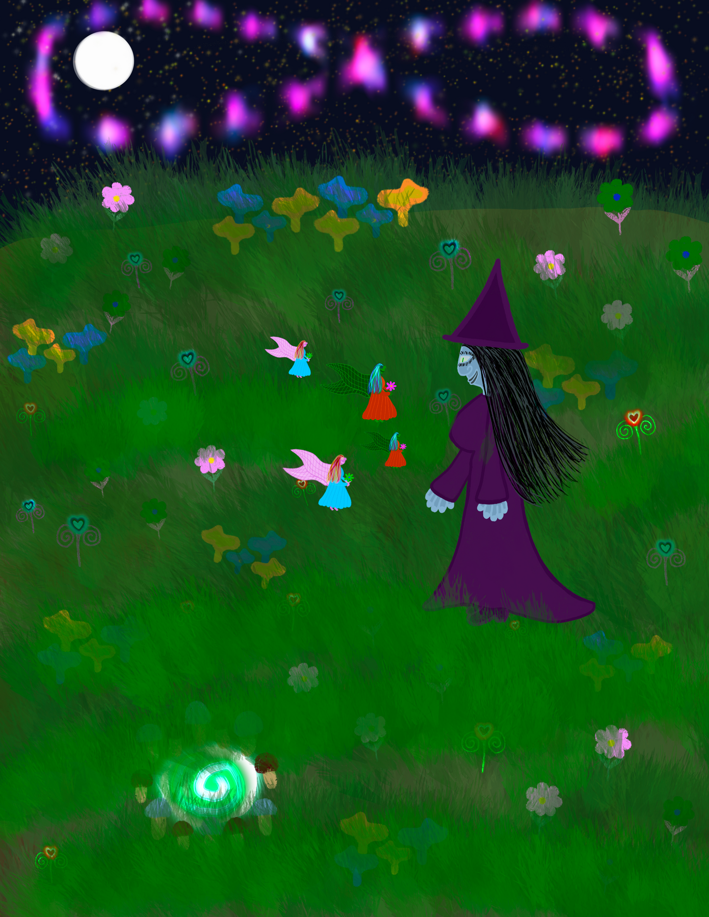 Eternal Bond of the Fae – Witch & Faerie Meadow Art Print