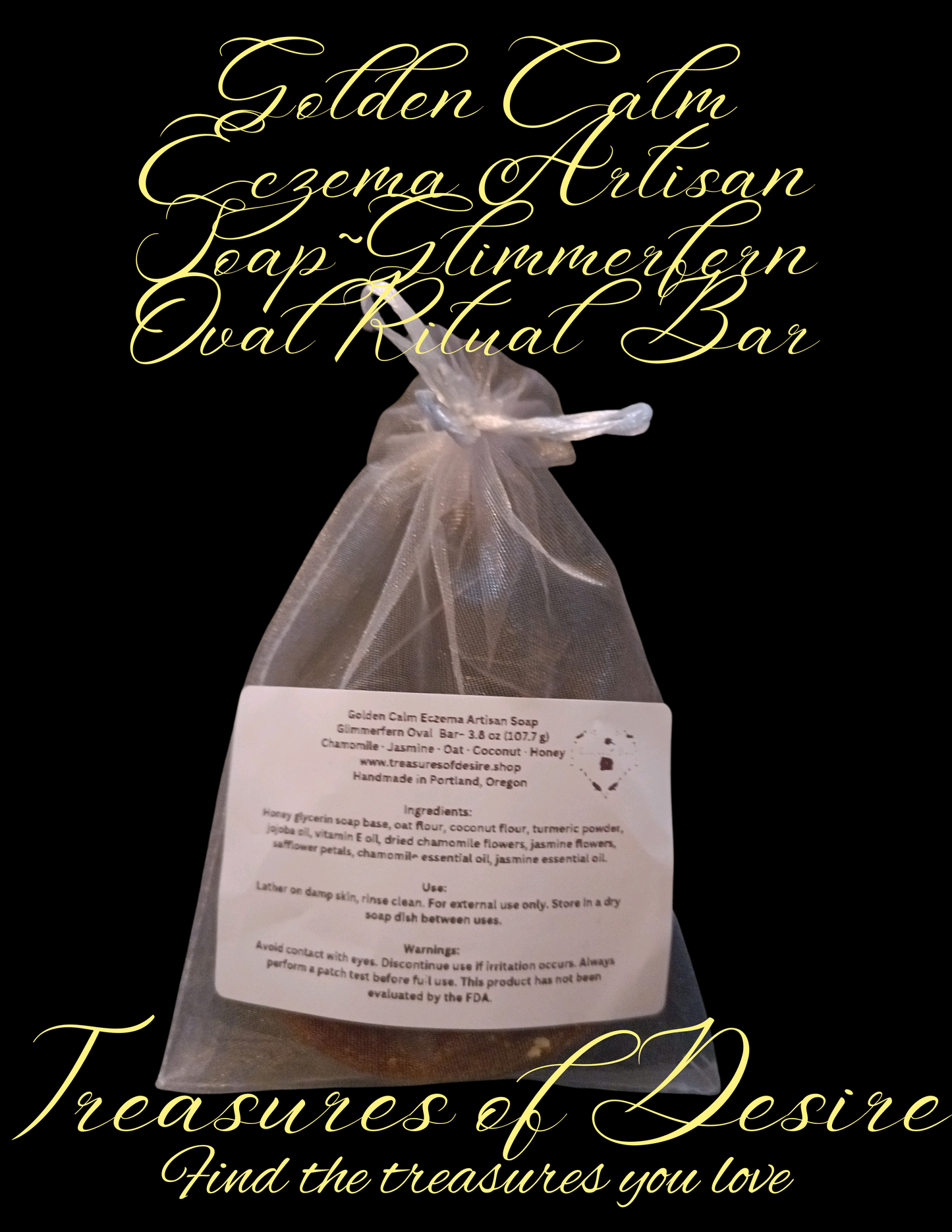Golden Calm Eczema Luxery Artisan Soap - Glimmerfern Oval Bar
