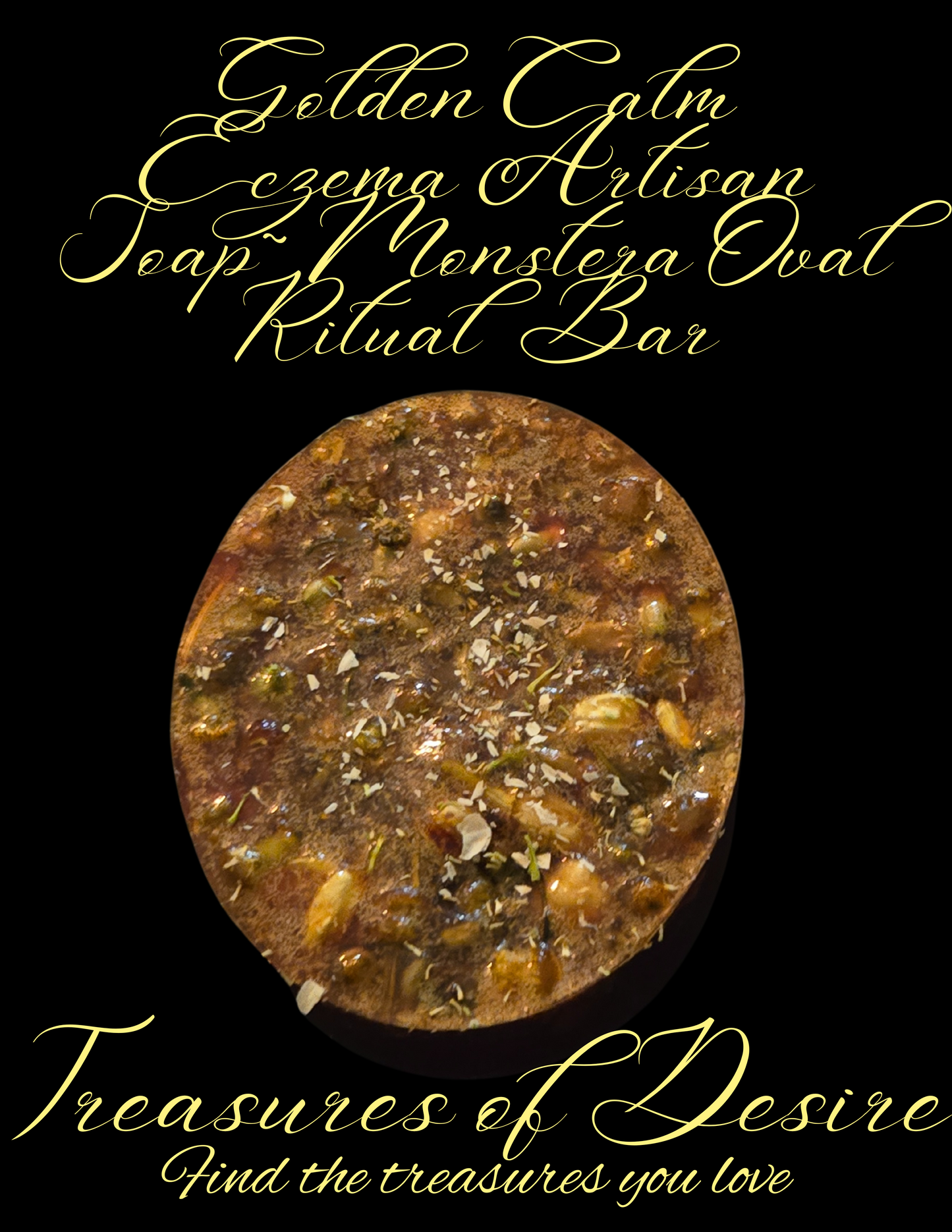 Golden Calm Eczema Luxery Artisan Soap - Monstera Oval Bar