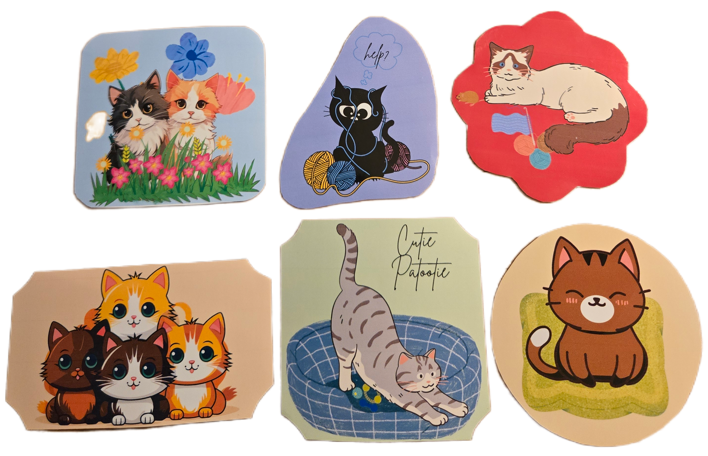 Cute Kitties Sticker Collection – 3x3 Glossy Waterproof Vinyl Stickers