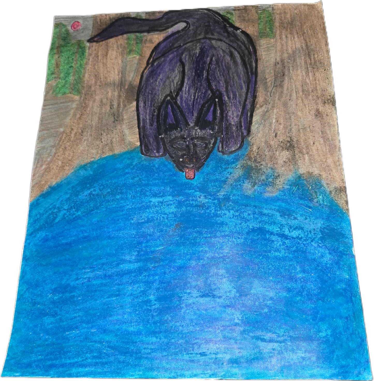 The Obsidian Sovereign at the Whispering Threshold | Original Colored Pencil Illustration