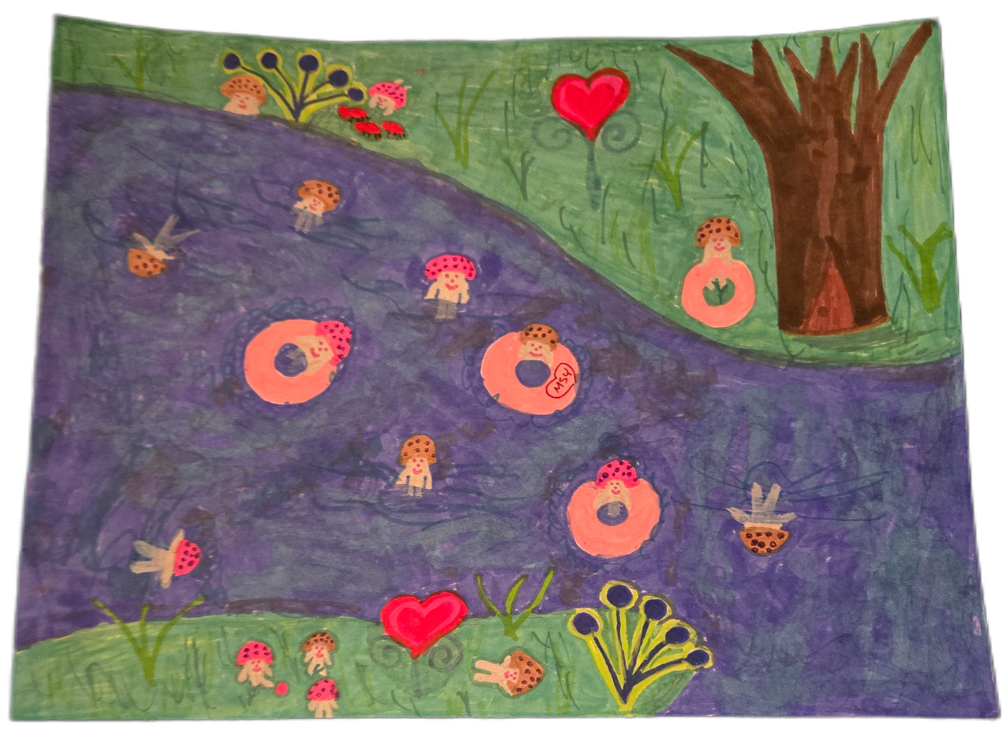 Mycellium Creatures: Blue River Leisure: Games, Swims, and Slumber (Original Magical Art)