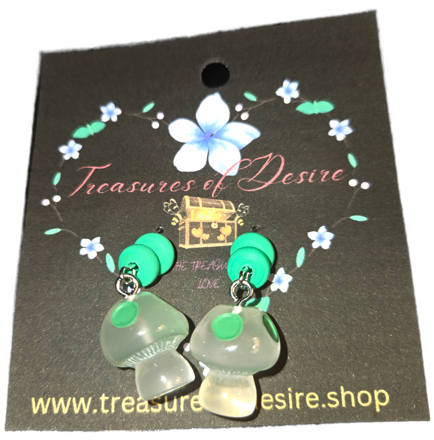 Beaded Green Glow in the dark danglers
