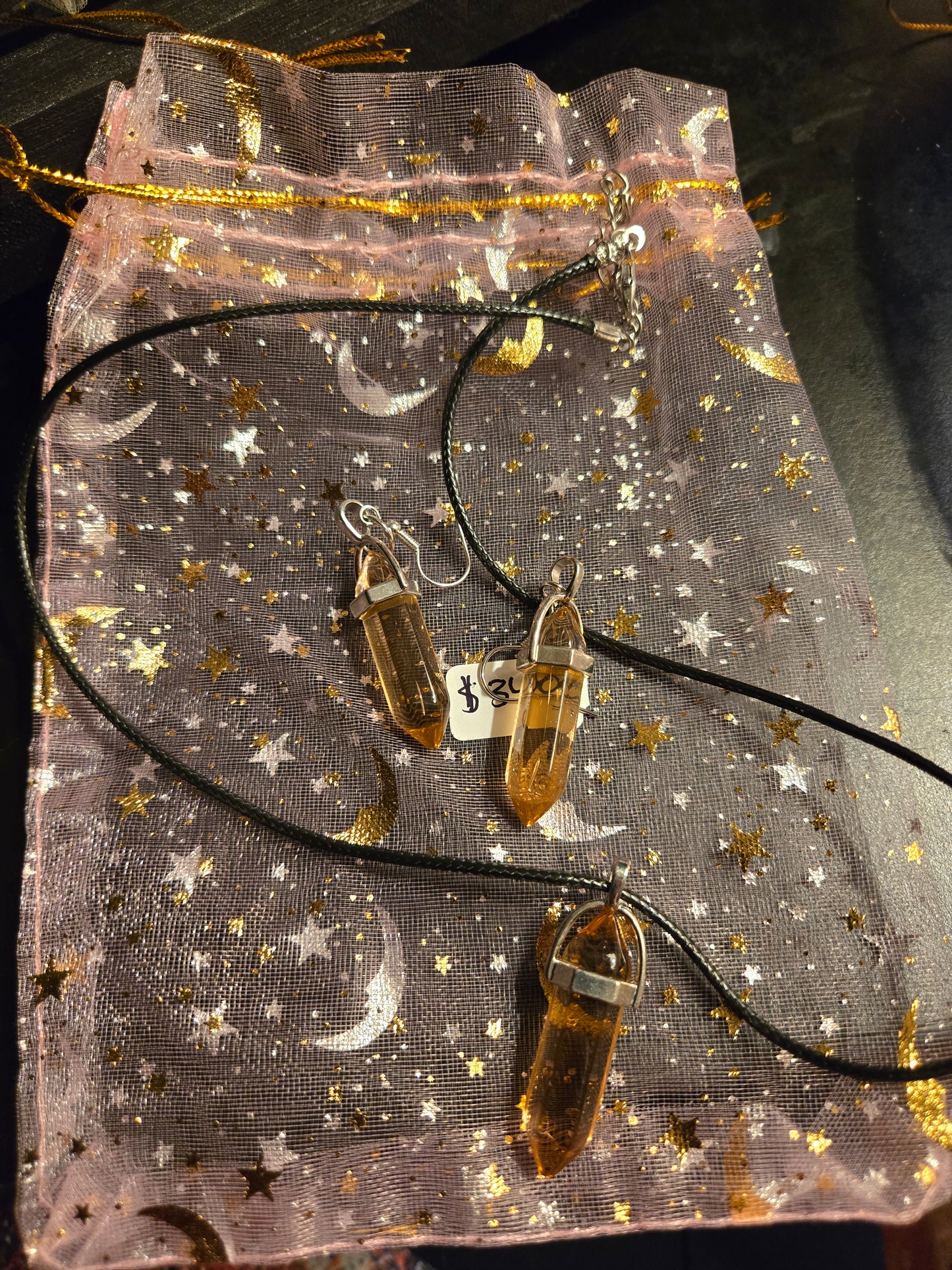 Peach Quartz Earing and Necklace Set