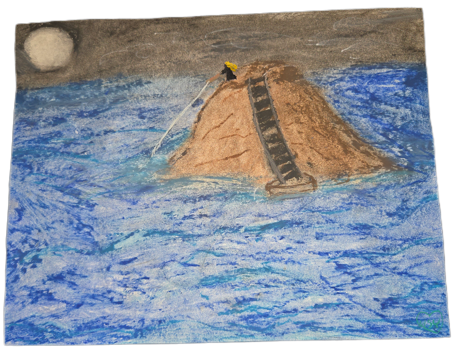 The Midnight Angler – An Original Narrative Oil Pastel