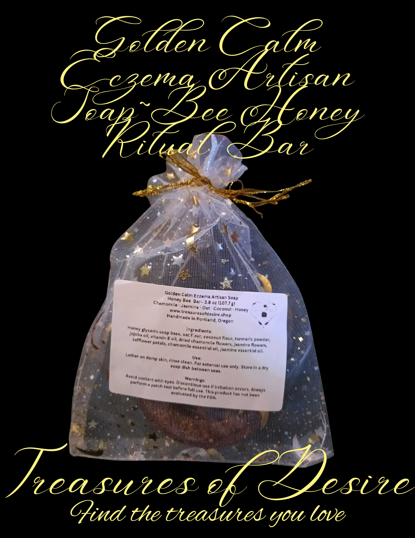 Golden Calm Eczema Luxery Artisan Soap - Bee Honey Bar