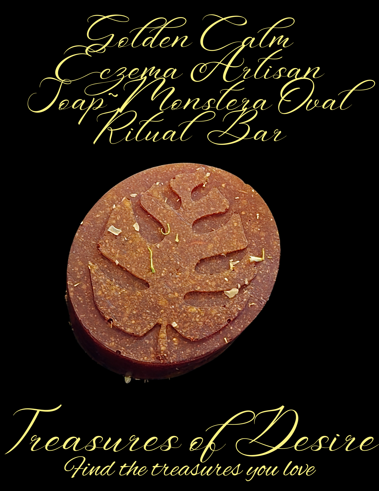 Golden Calm Eczema Luxery Artisan Soap - Monstera Oval Bar