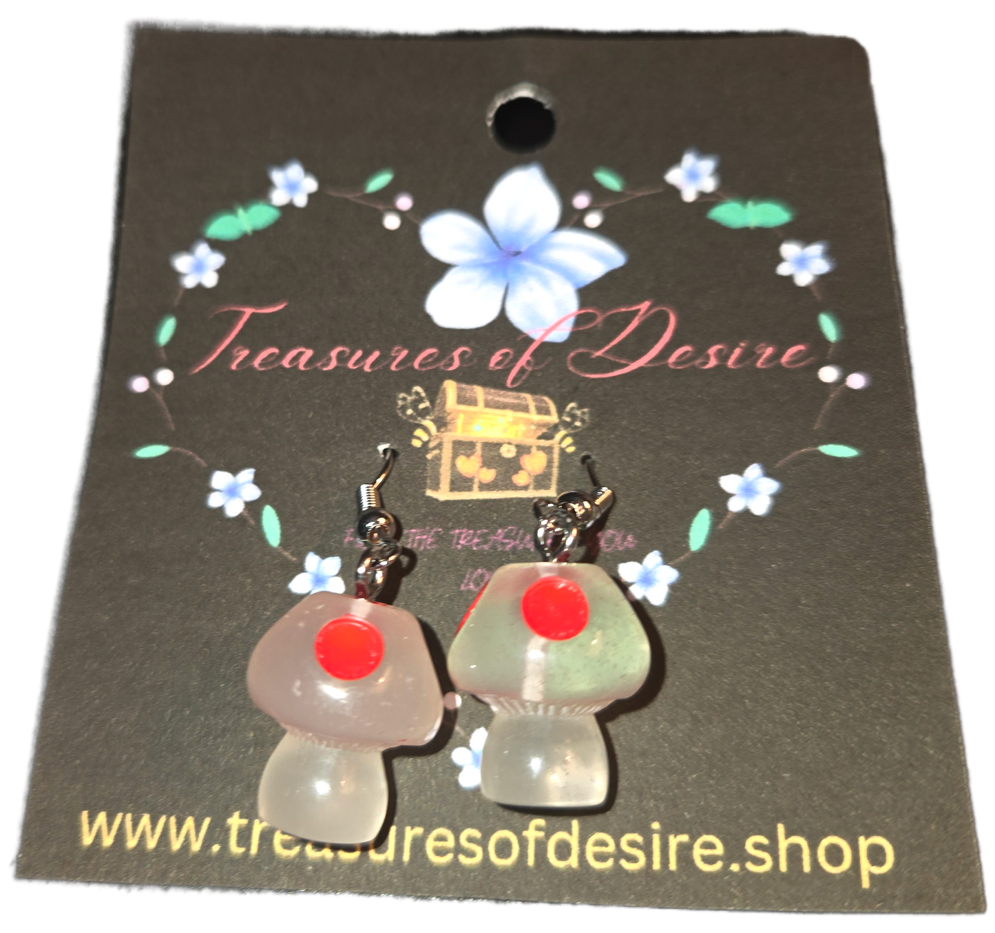 Red Glow In The Dark Mushroom Danglers