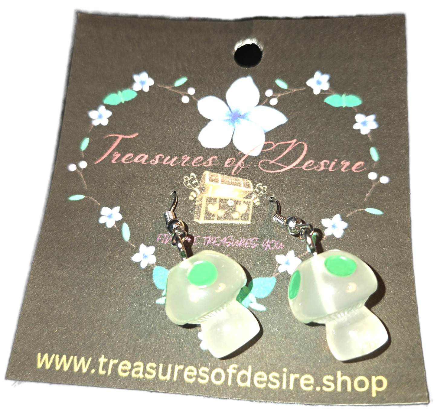 Green Glow In The Dark Mushroom Danglers