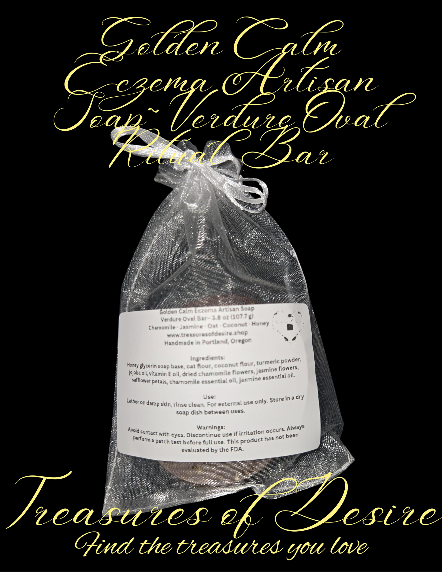 Golden Calm Eczema Luxery Artisan Soap - Verdure Oval Bar