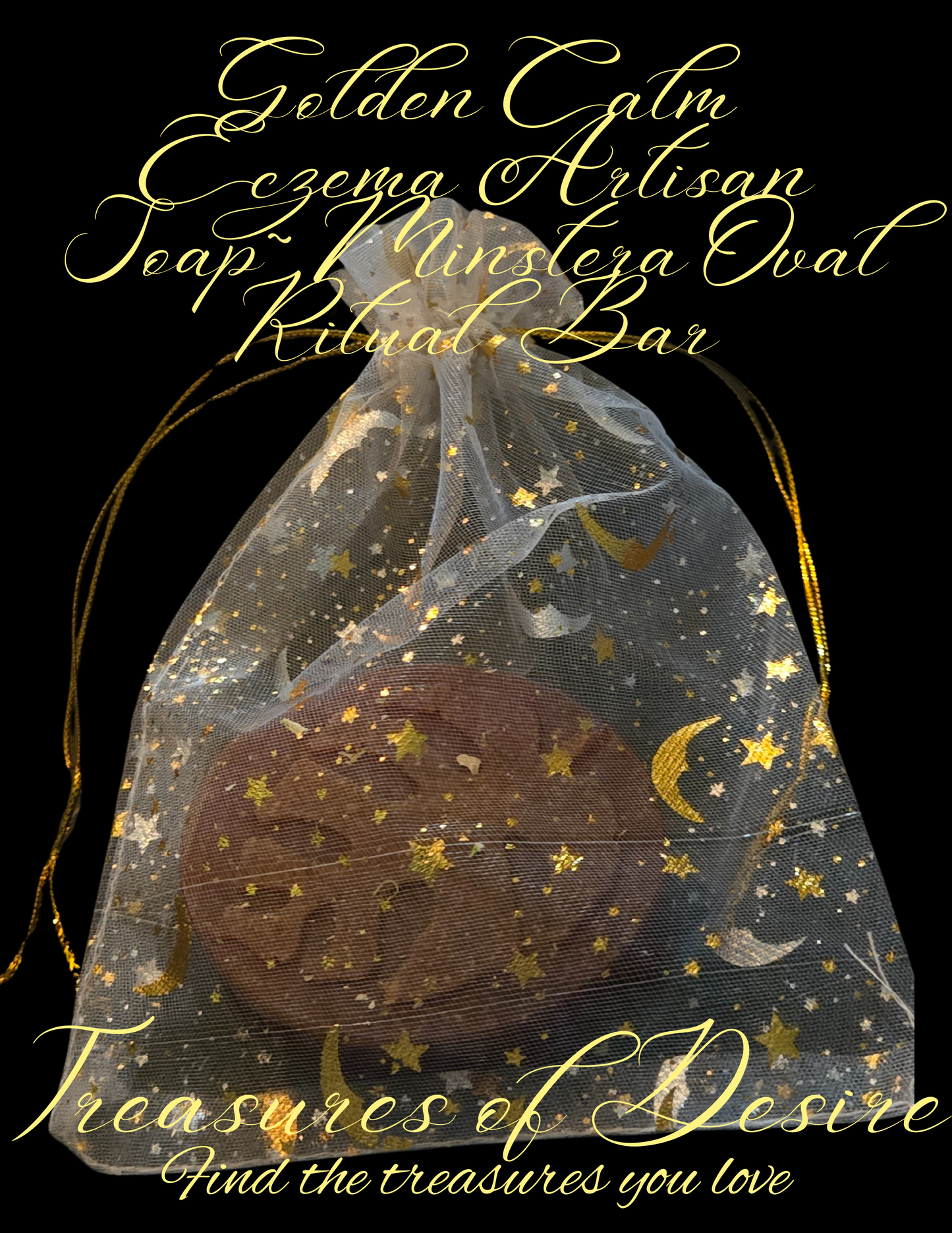 Golden Calm Eczema Luxery Artisan Soap - Monstera Oval Bar