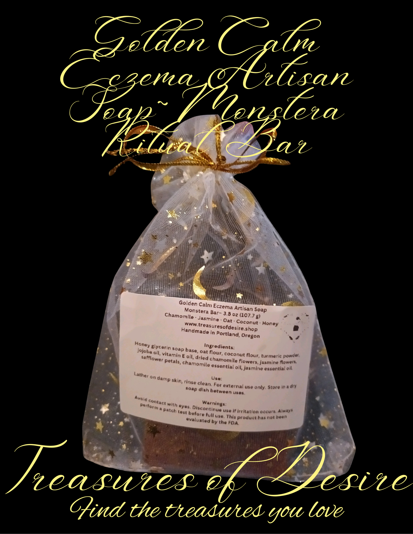 Golden Calm Eczema Luxery Artisan Soap - Monstera Bar