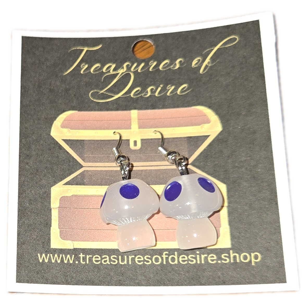 Purple glow in the dark Mushroom Danglers