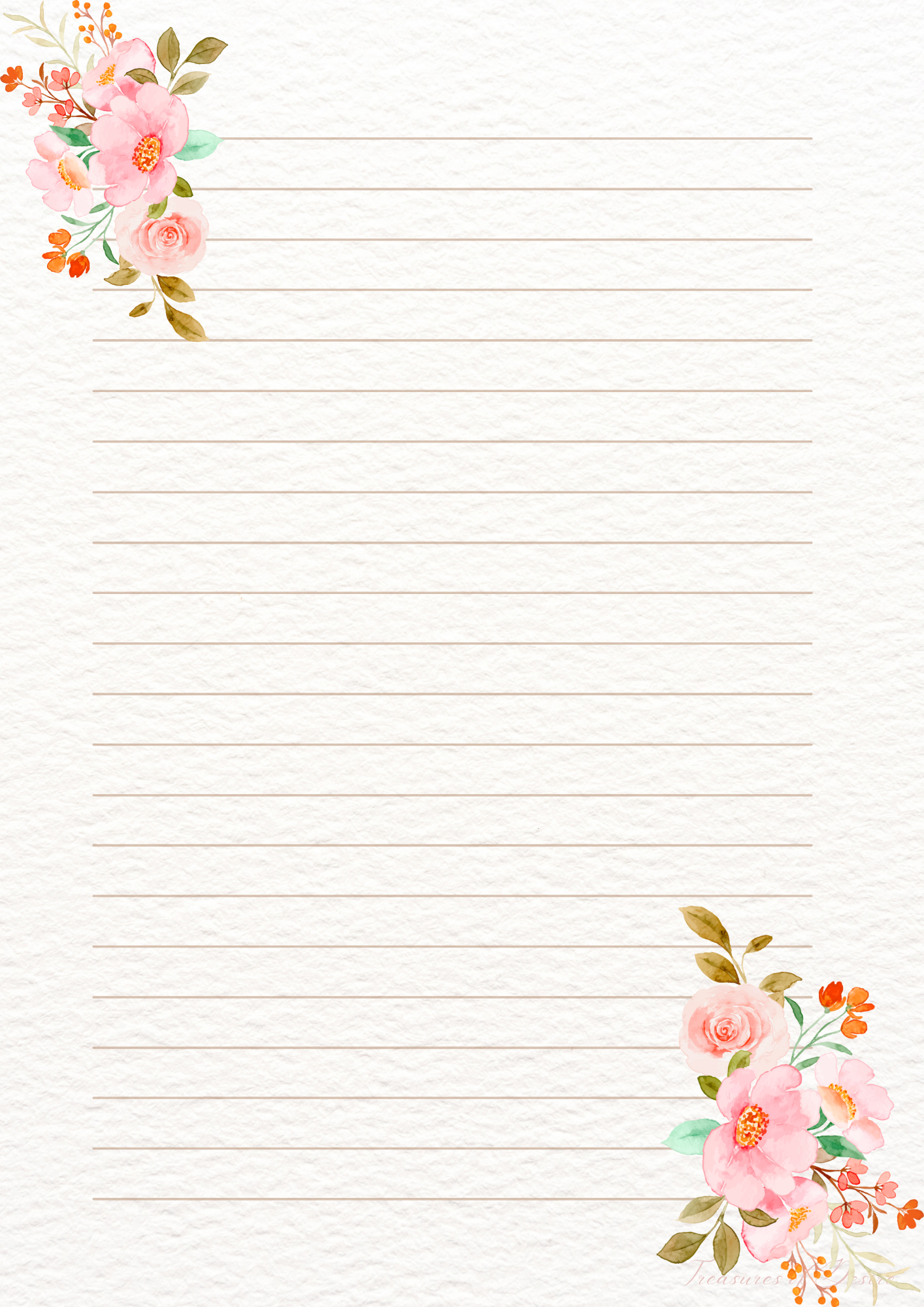 Flowers Galore Stationary Set Digital Download