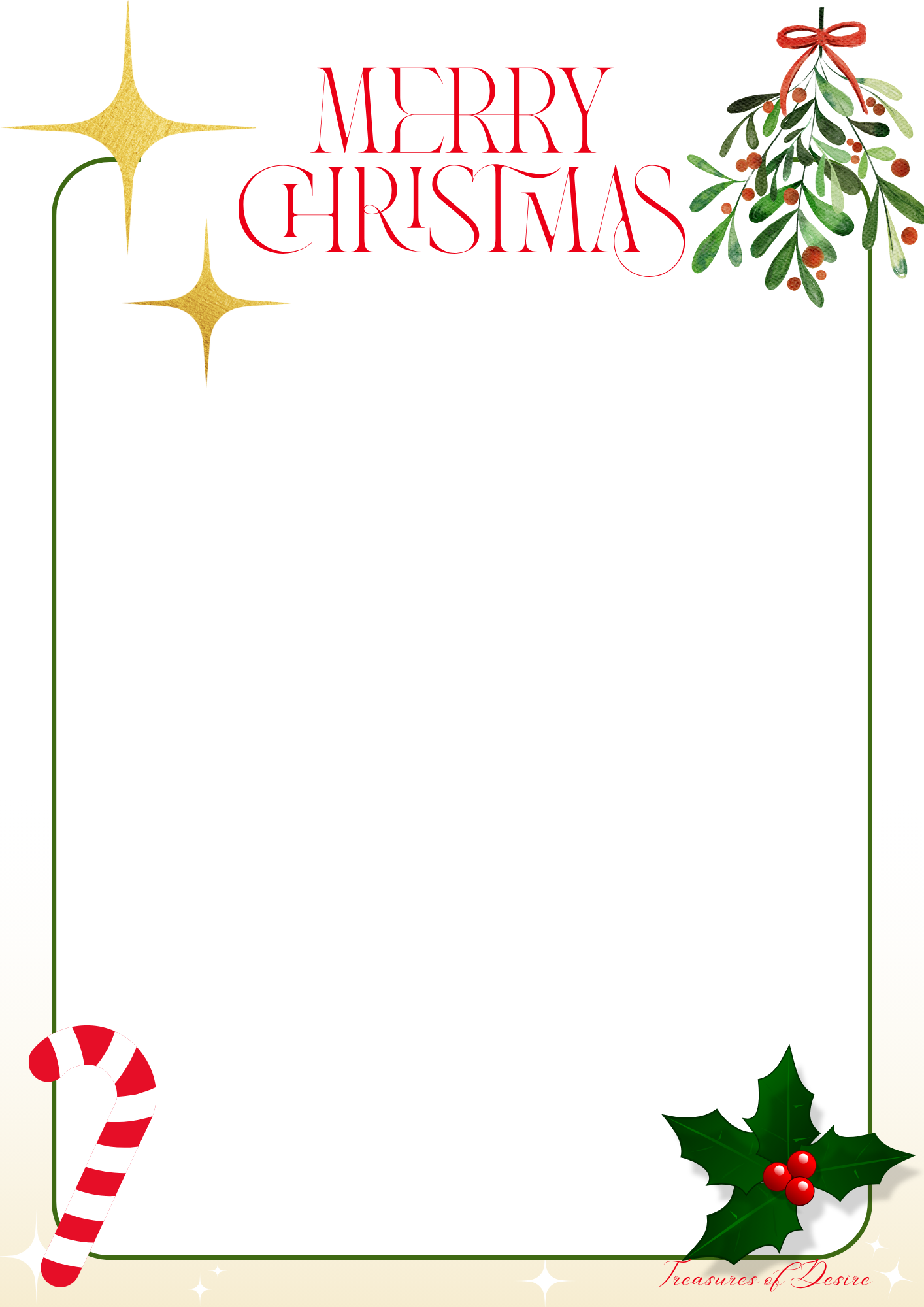 Merry Christmas Stationary Set Digital Download