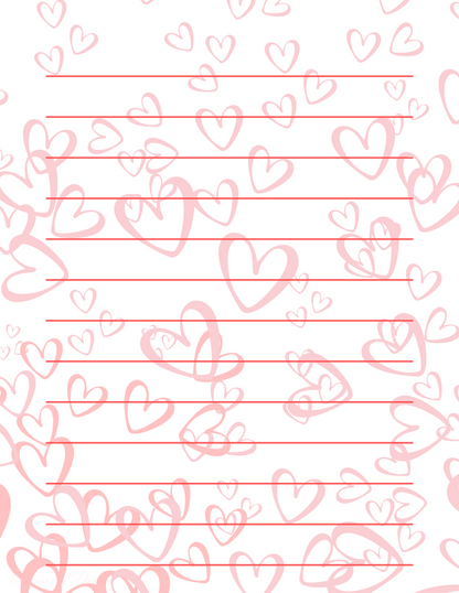 Hearts Stationary Set Digital Downlaod