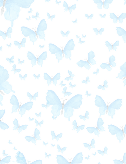 Blue Butterfly Motif Stationary Set Digital Download