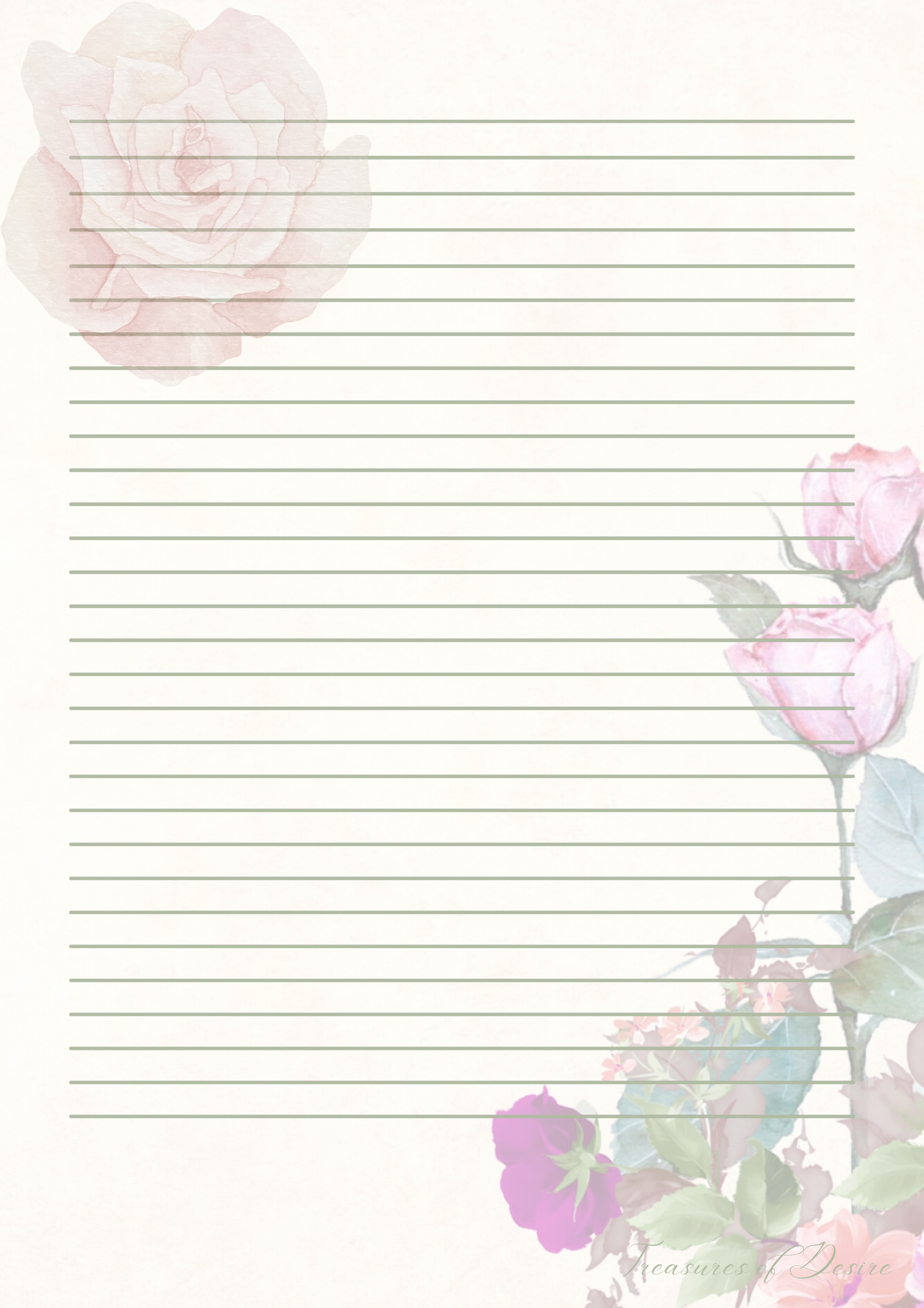 Rose Stationary Set Digital Download