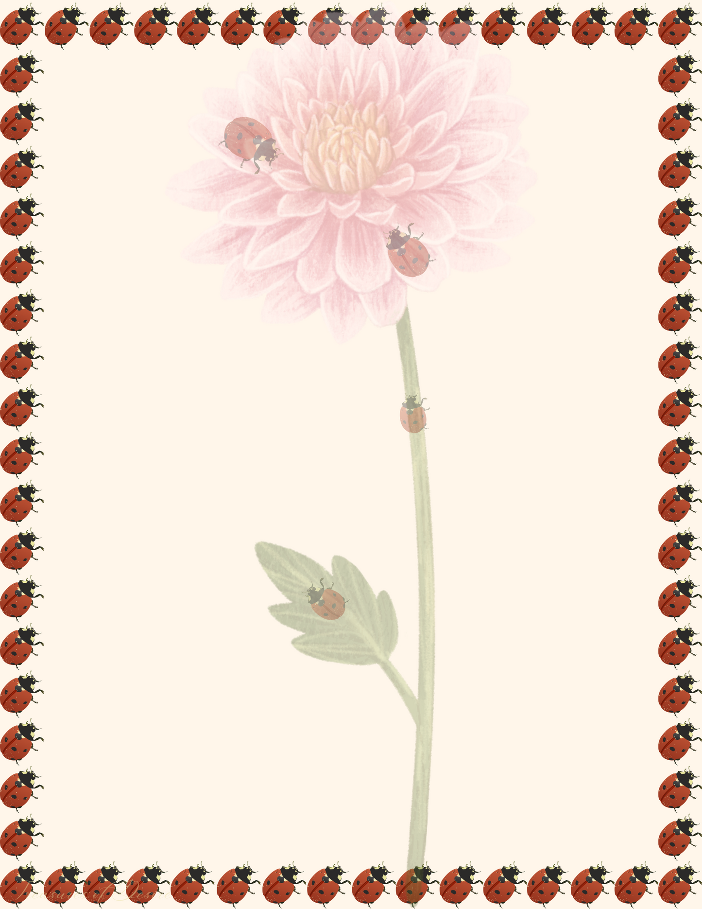 Lady bug Stationary Set Digital Download