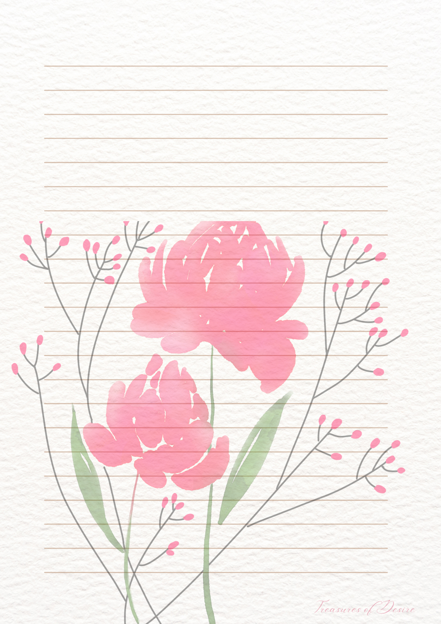 Flowers Galore Stationary Set Digital Download