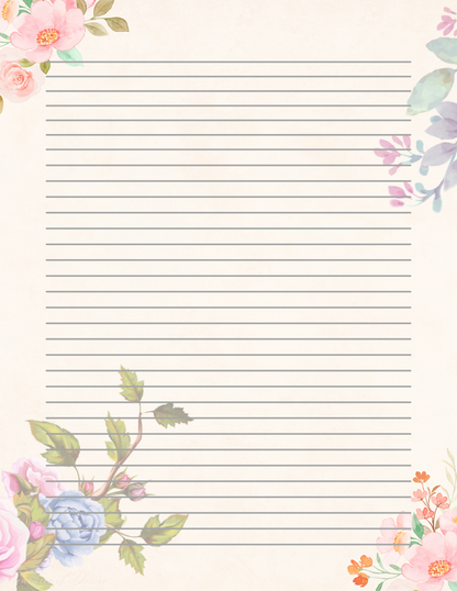 Pink Beige Flower Stationary Digital Download