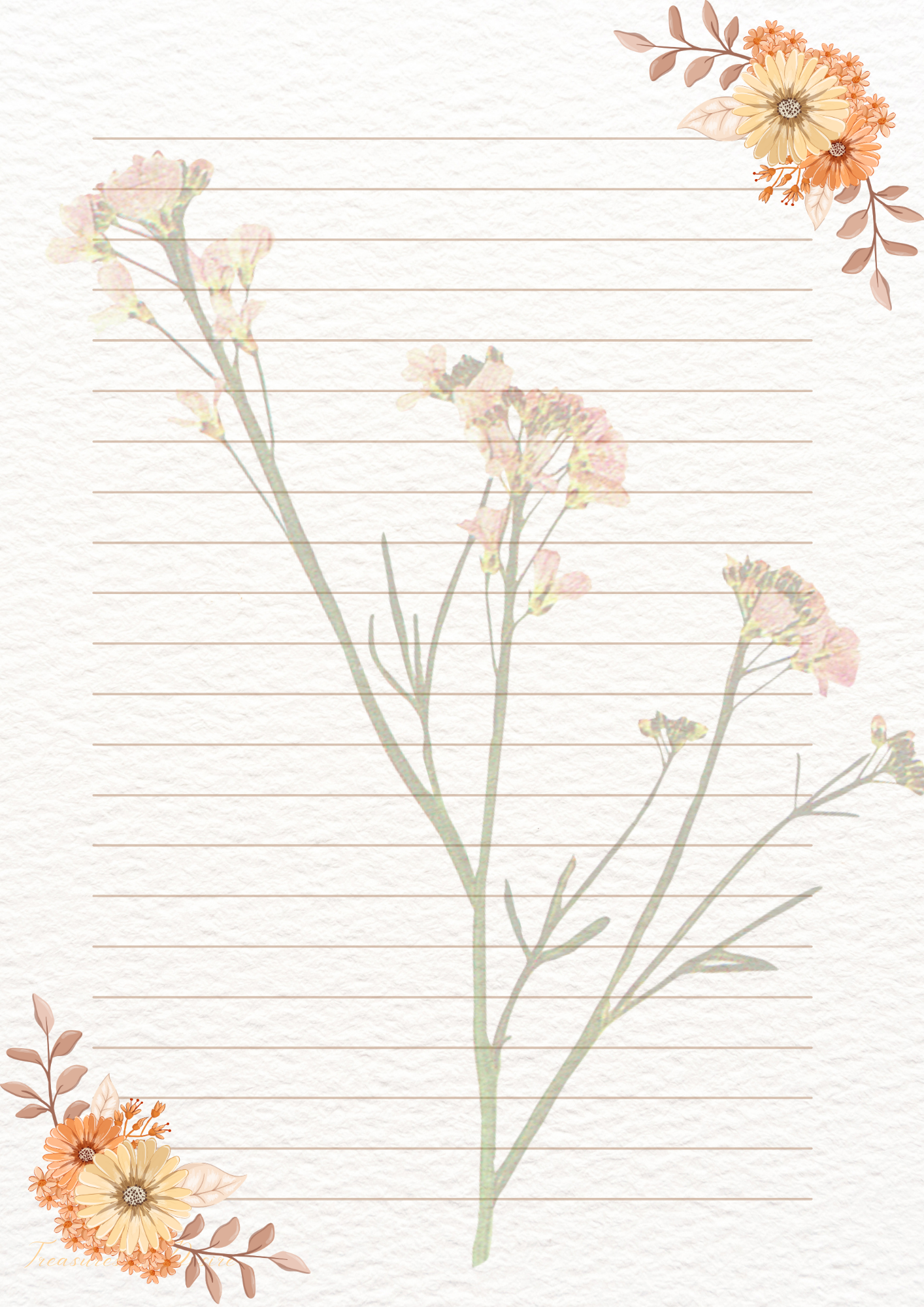 Flowers Galore Stationary Set Digital Download