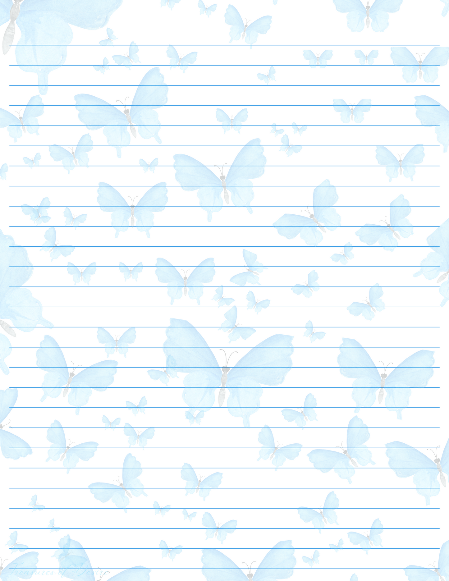 Blue Butterfly Motif Stationary Set