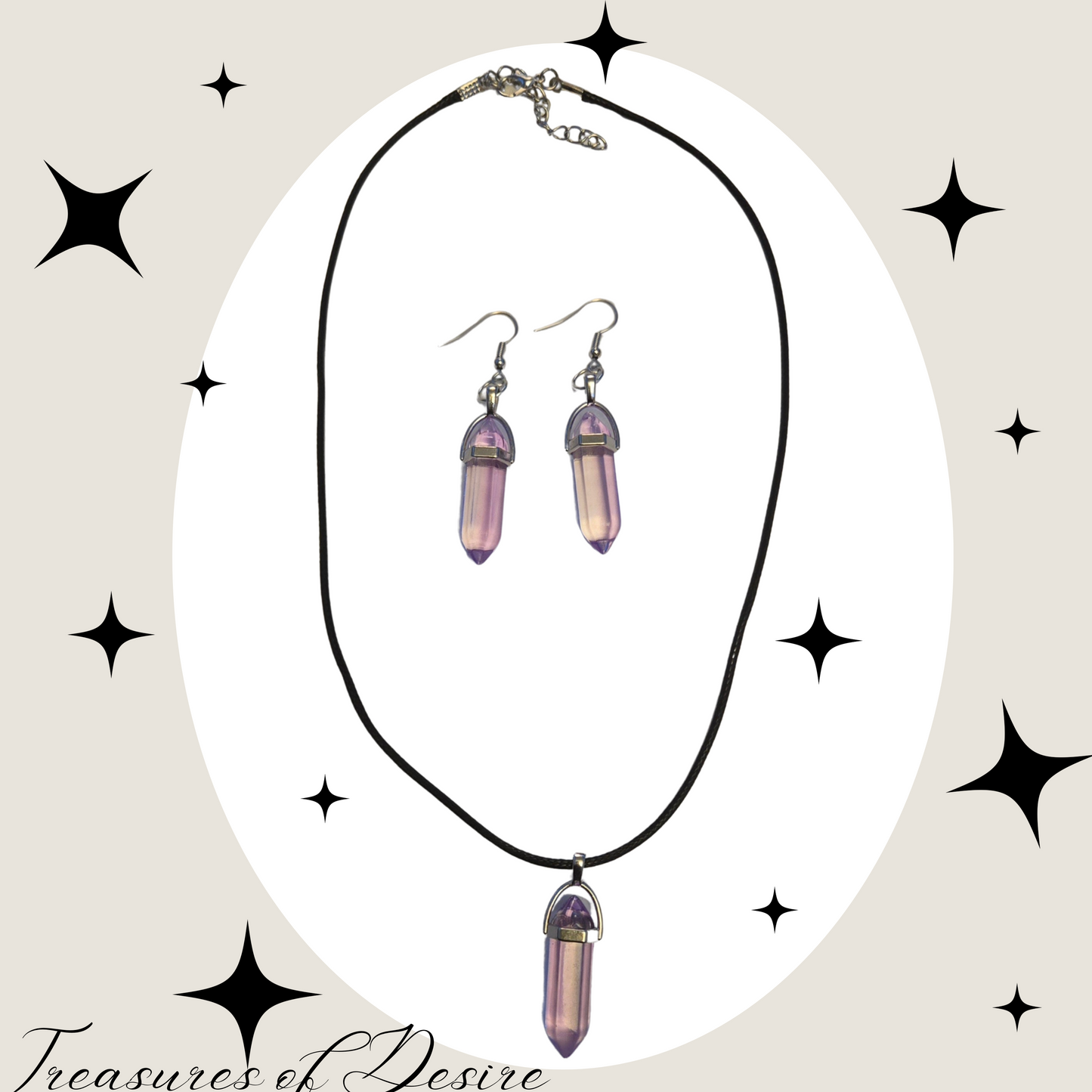 Amethyst Crystal Necklace and Earing Set