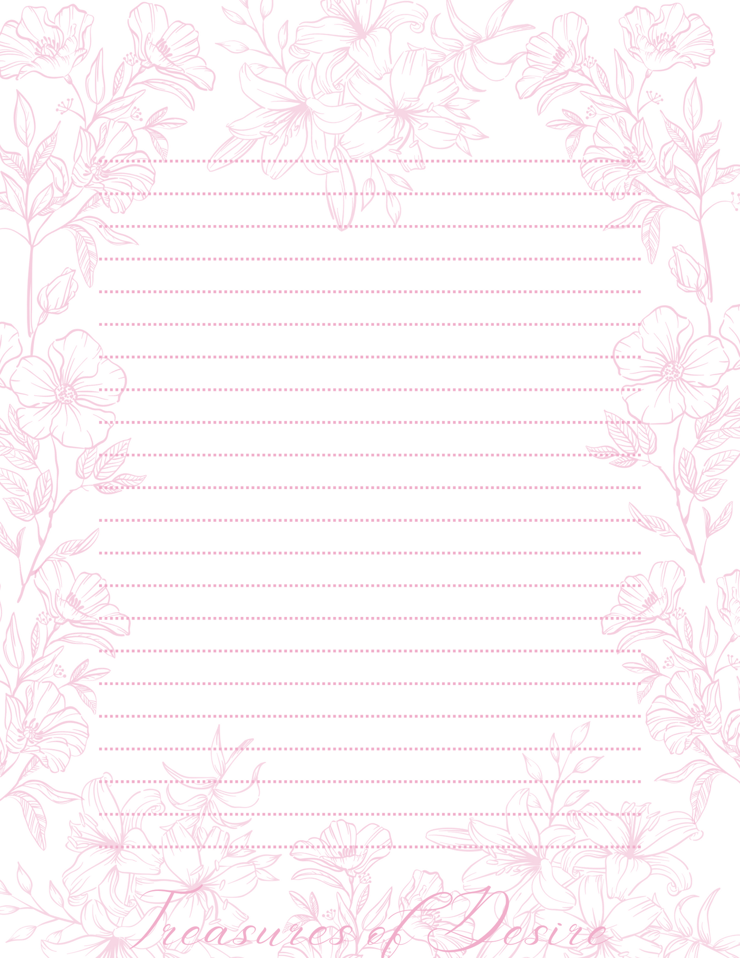 Pink Floral Stationary Set