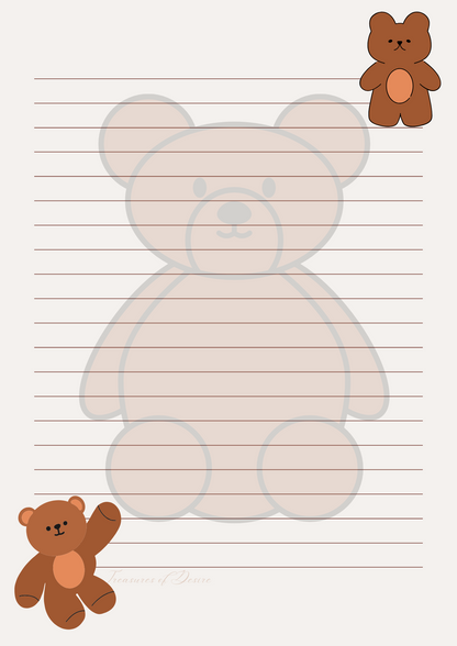 Teddy Bear Stationary Set Digital Download