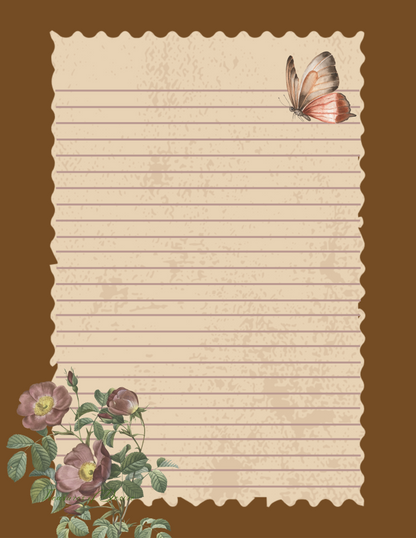 Vintage Brown Butterfly Stationary