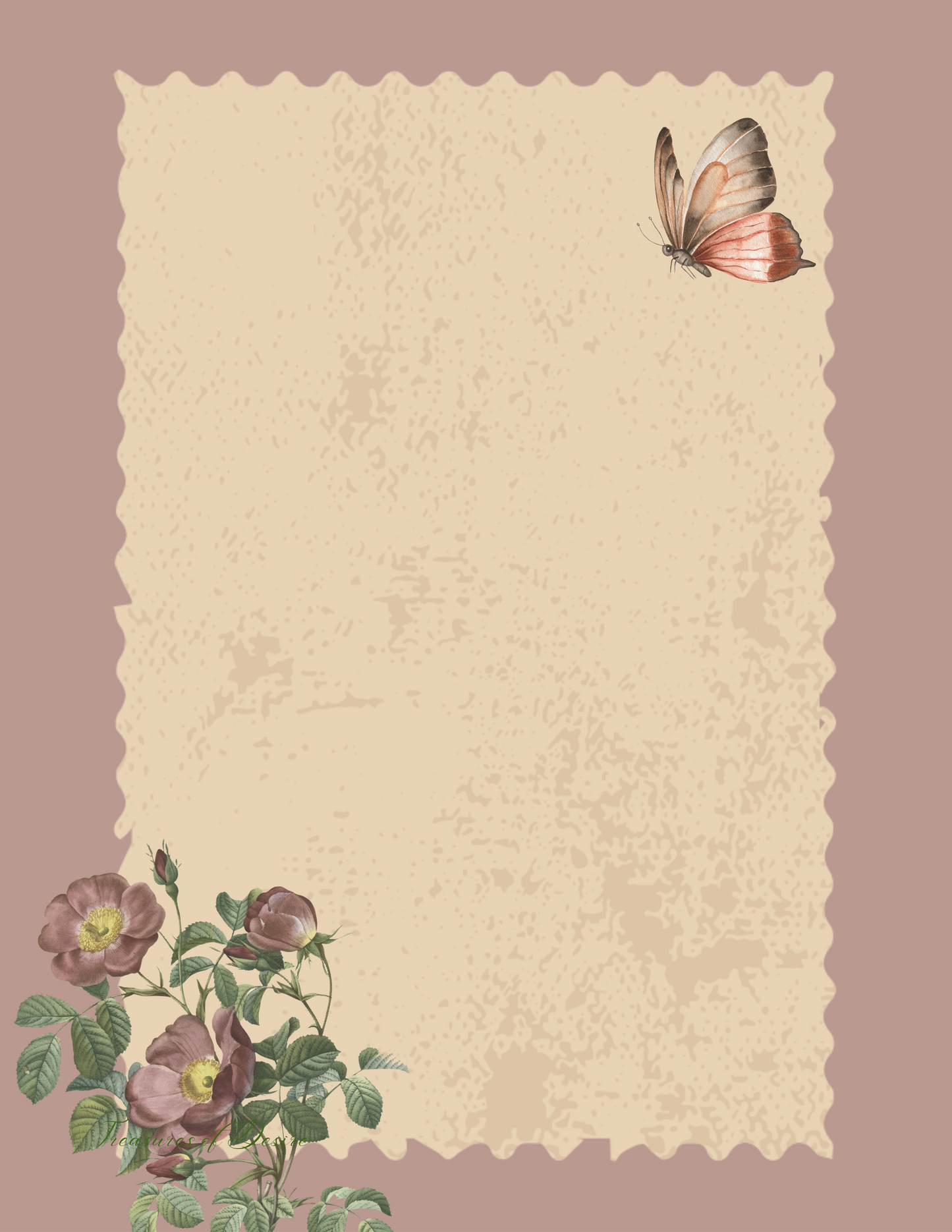 Vintage Brown Butterfly Stationary