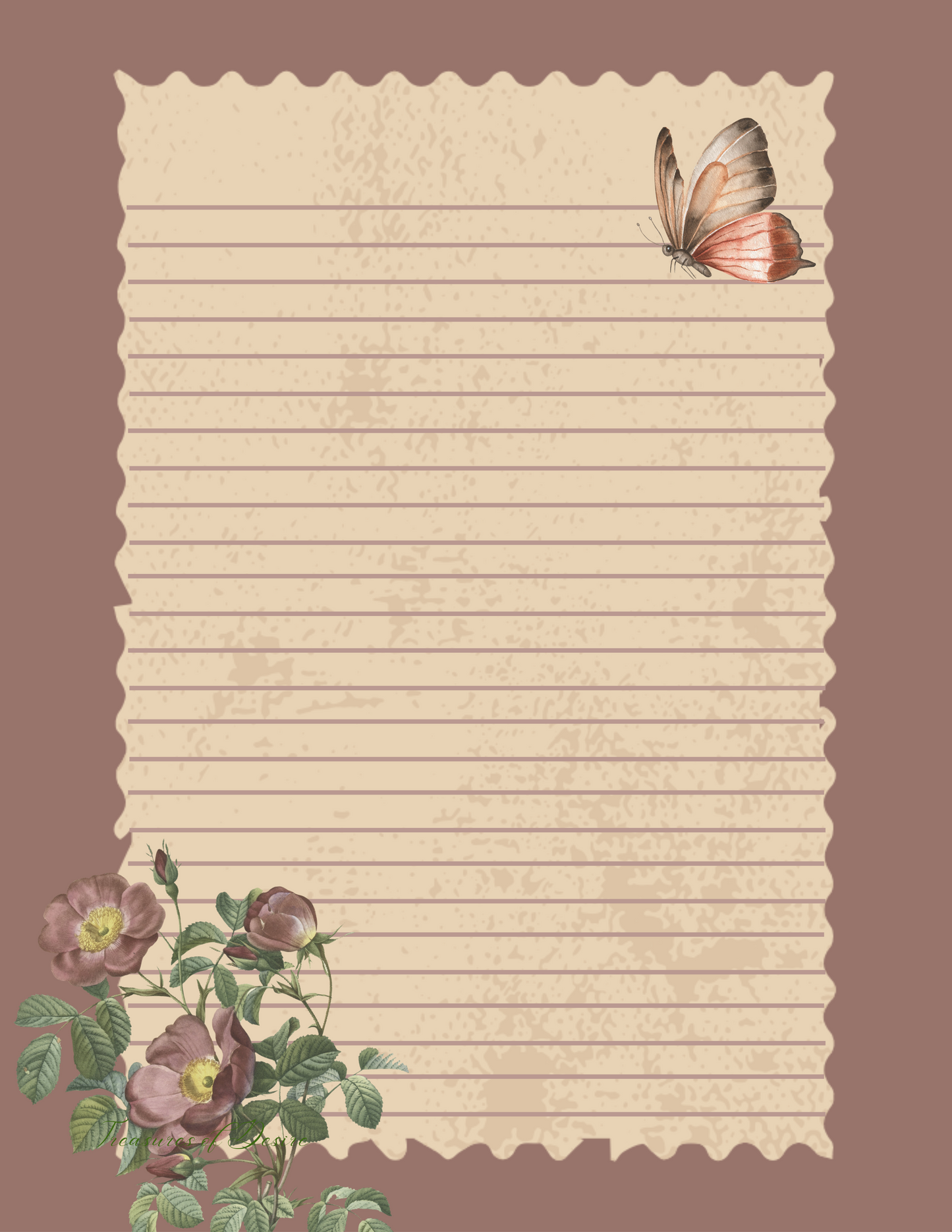 Vintage Brown Butterfly Stationary