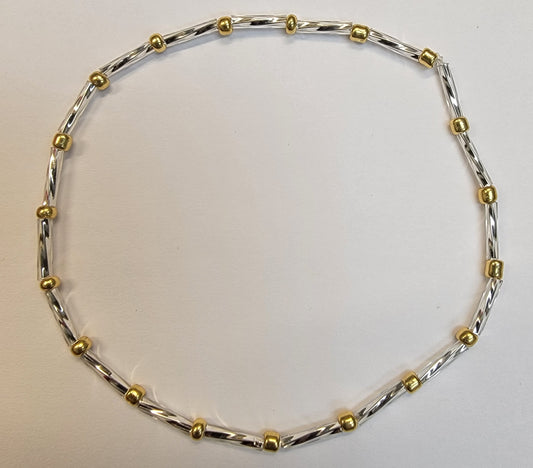 Gold and Silver Glass Beaded Bracelet