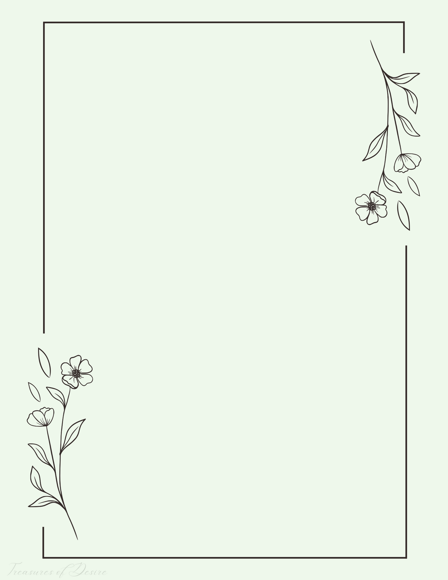 Light Green Minimalist Flower Stationary