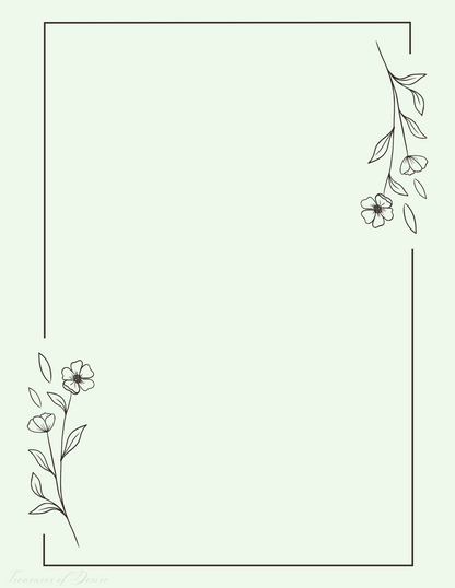 Light Green Minimalist Flower Stationary