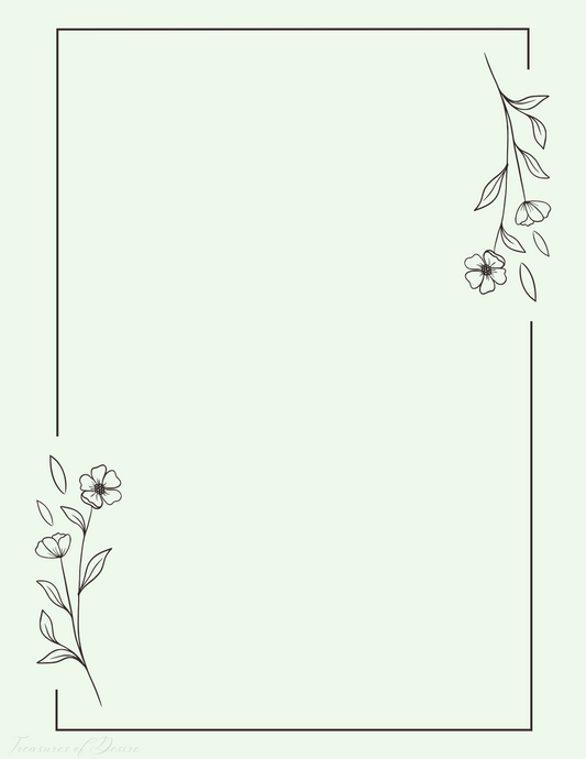 Light Green Minimalist Flower Stationary