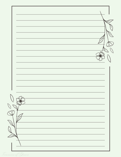 Light Green Minimalist Flower Stationary