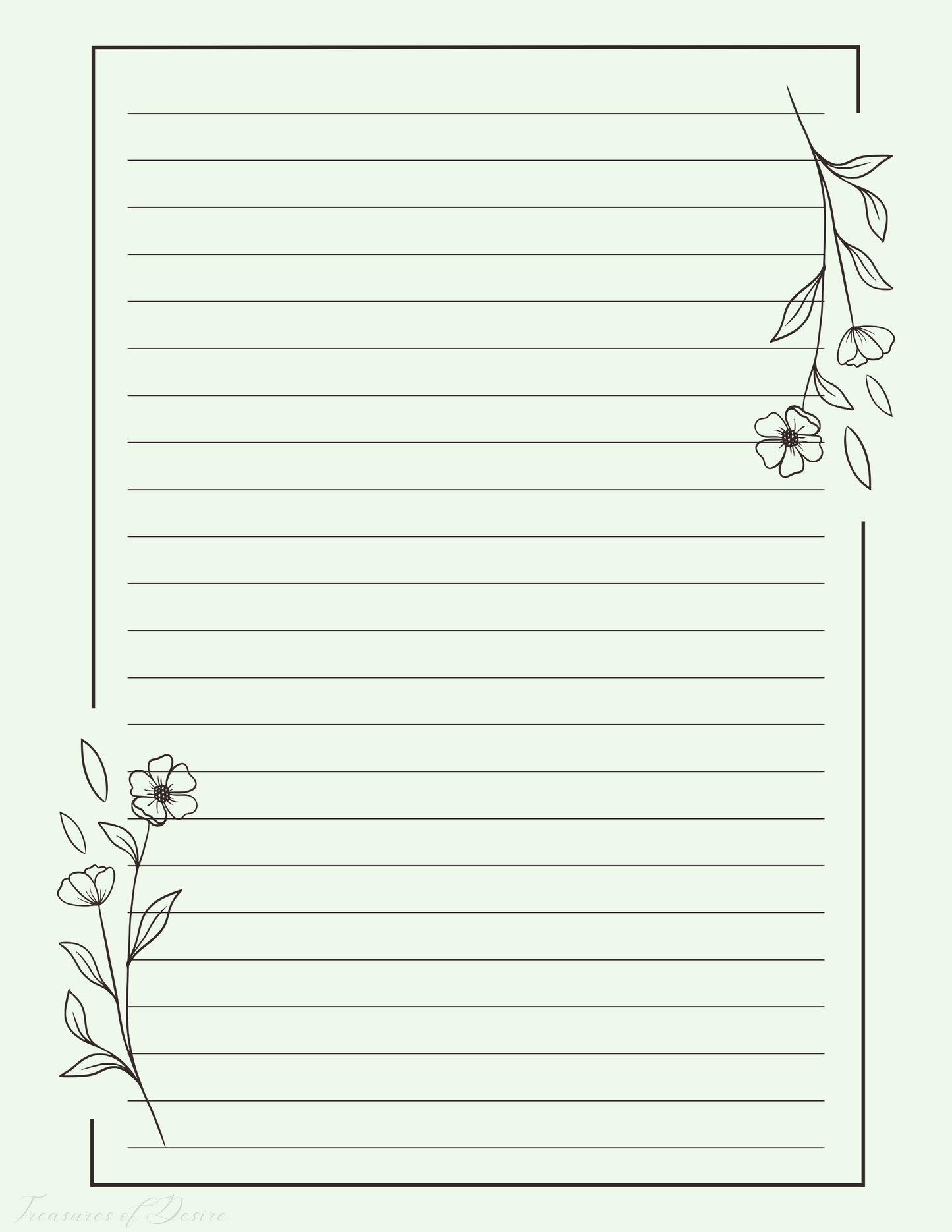 Light Green Minimalist Flower Stationary