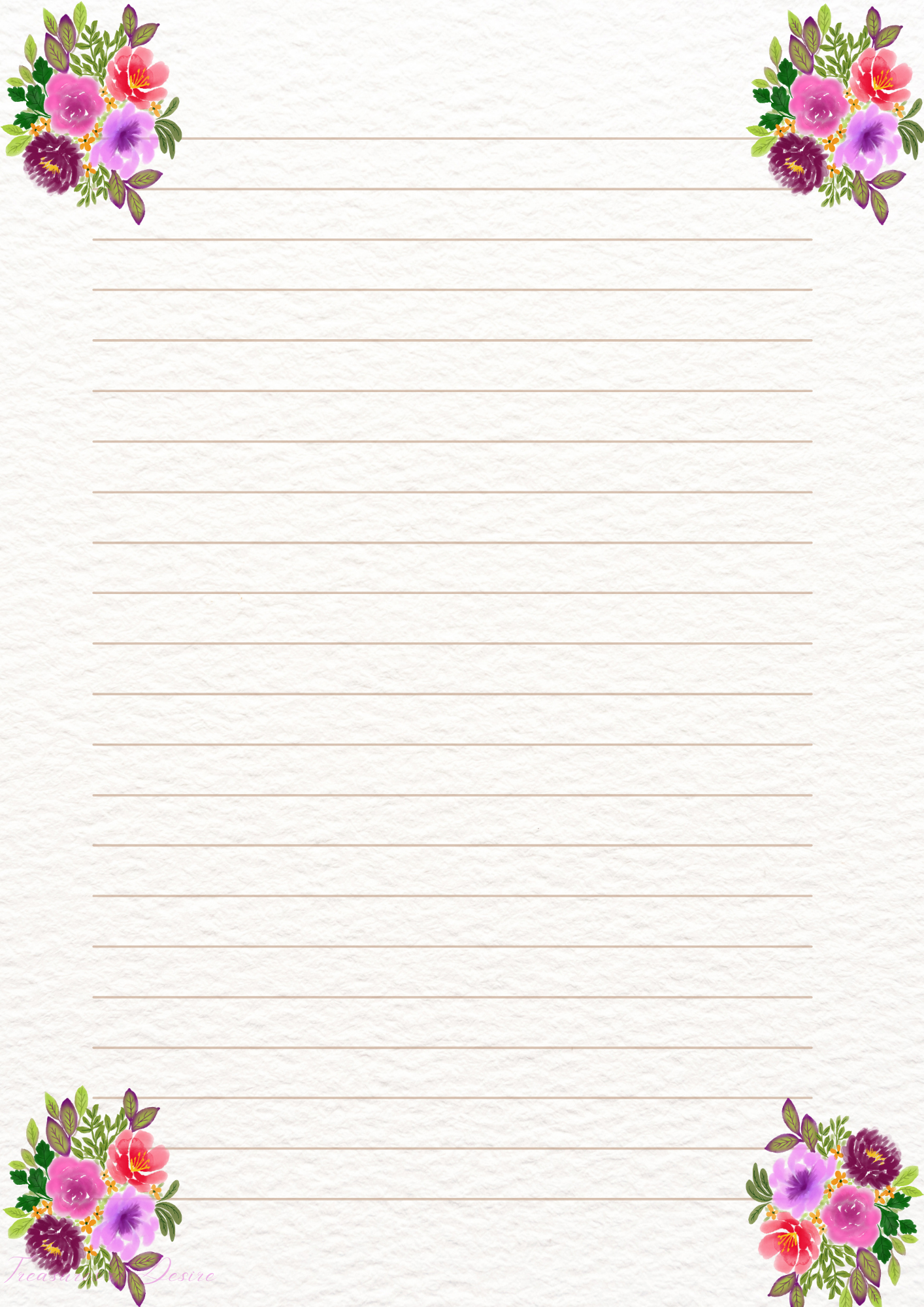 Flowers Galore Stationary Set Digital Download