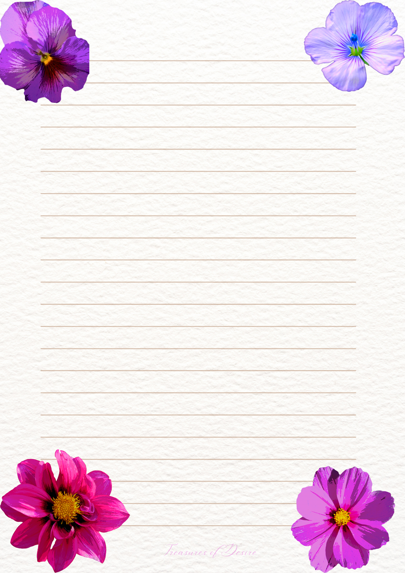 Flowers Galore Stationary Set Digital Download