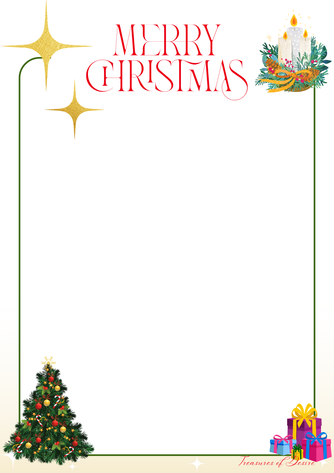 Merry Christmas Stationary Set Digital Download