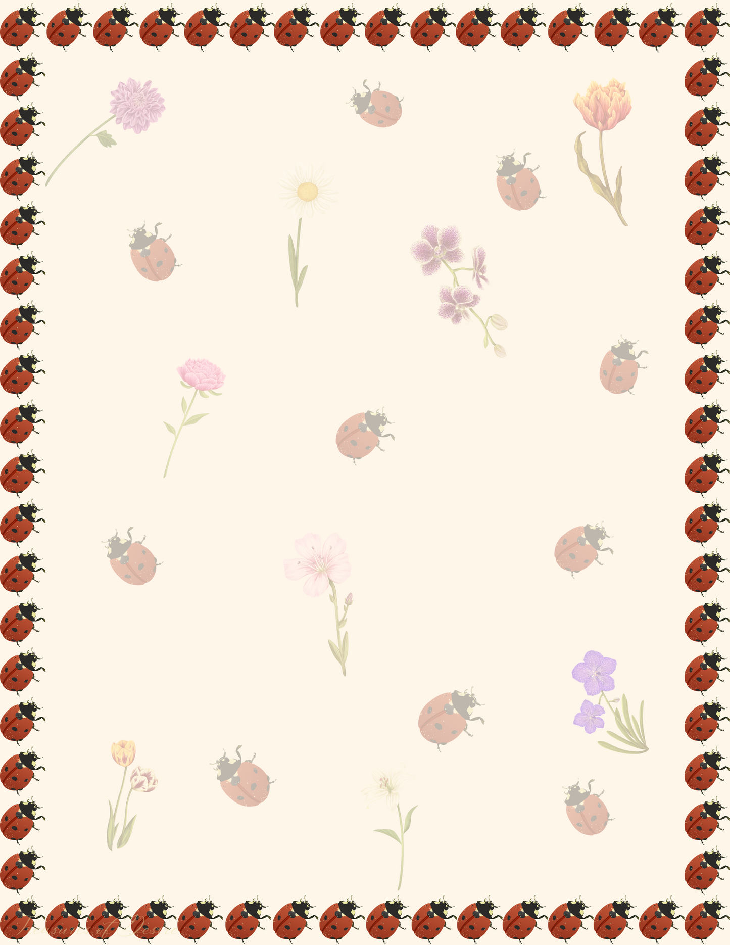 Lady bug Stationary Set Digital Download