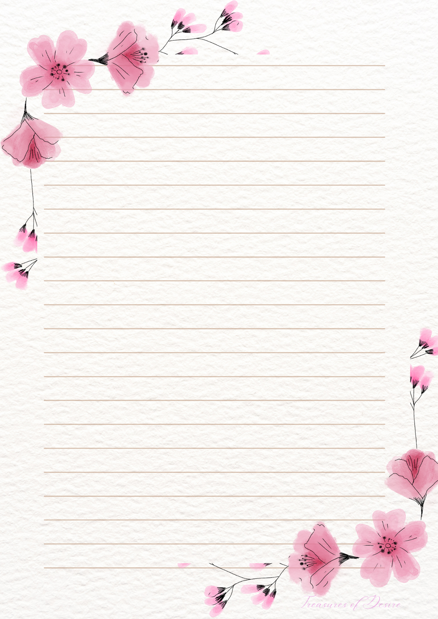 Flowers Galore Stationary Set Digital Download