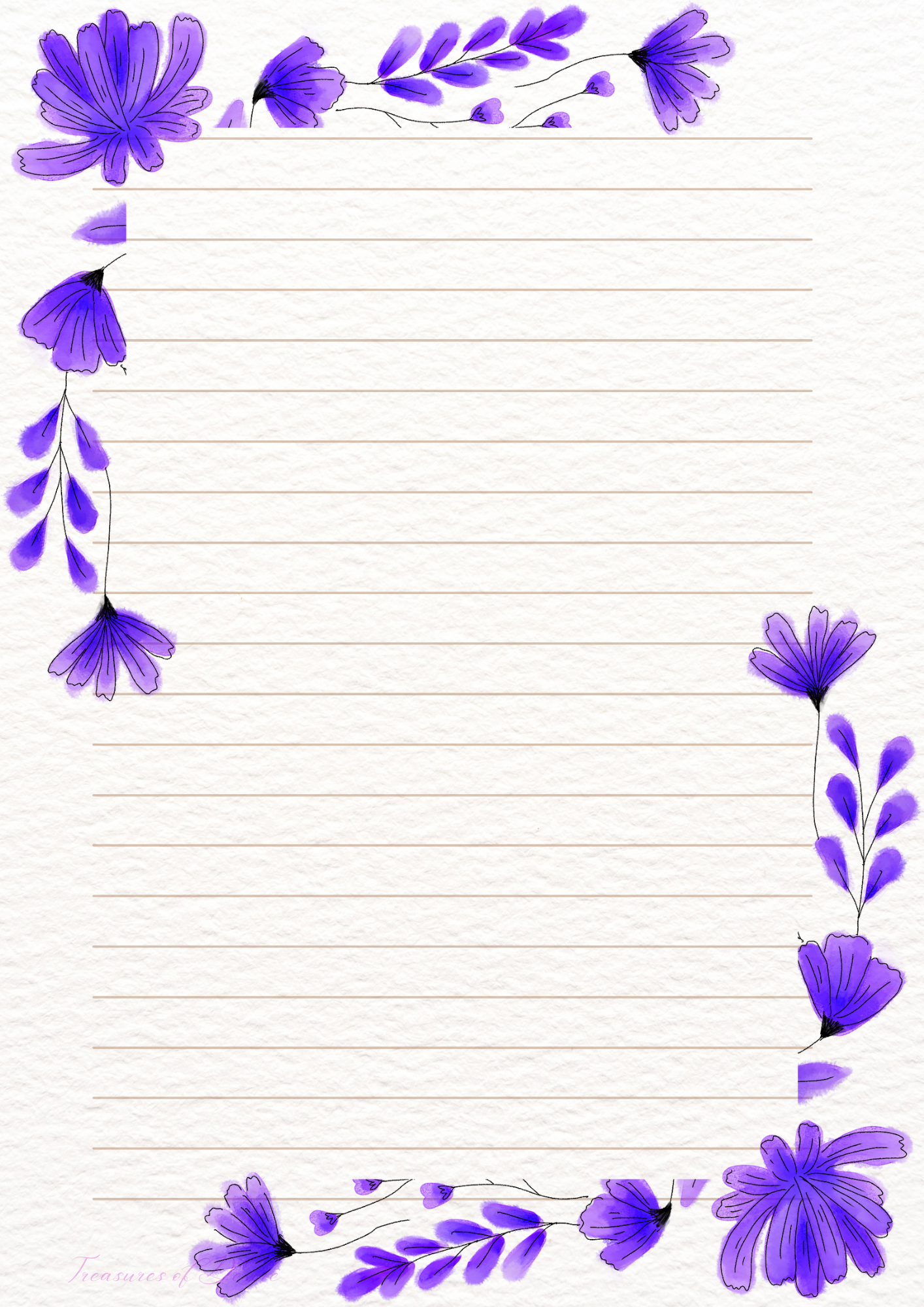 Flowers Galore Stationary Set Digital Download