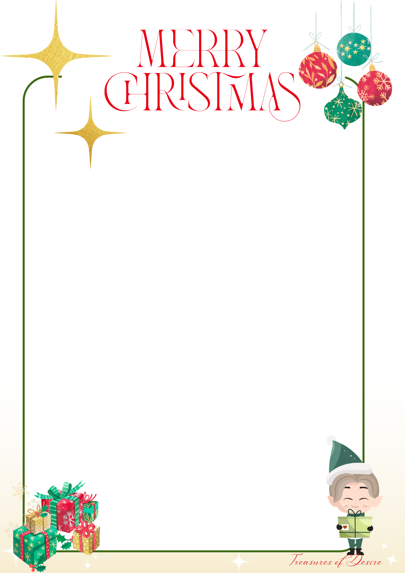 Merry Christmas Stationary Set Digital Download