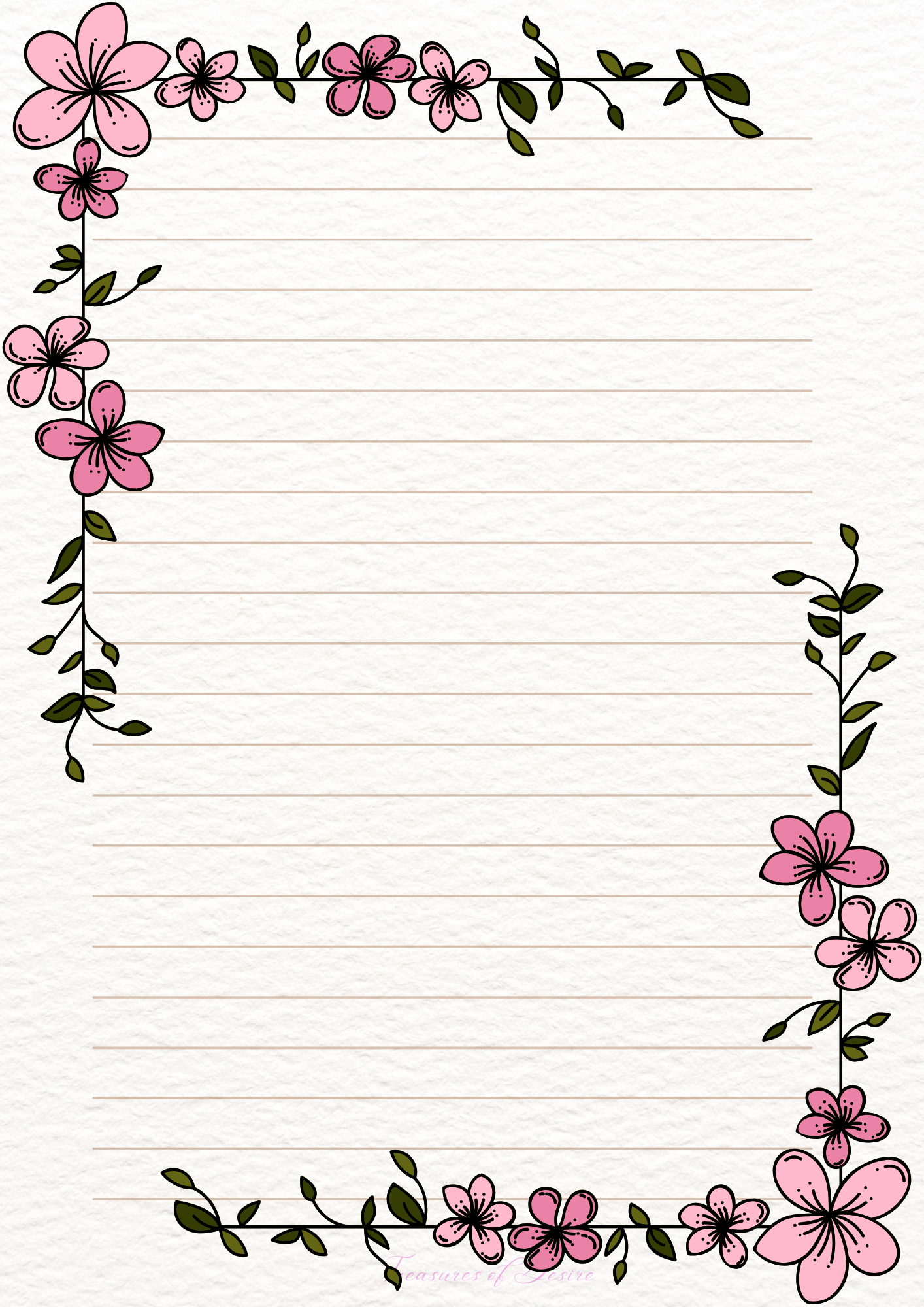 Flowers Galore Stationary Set Digital Download